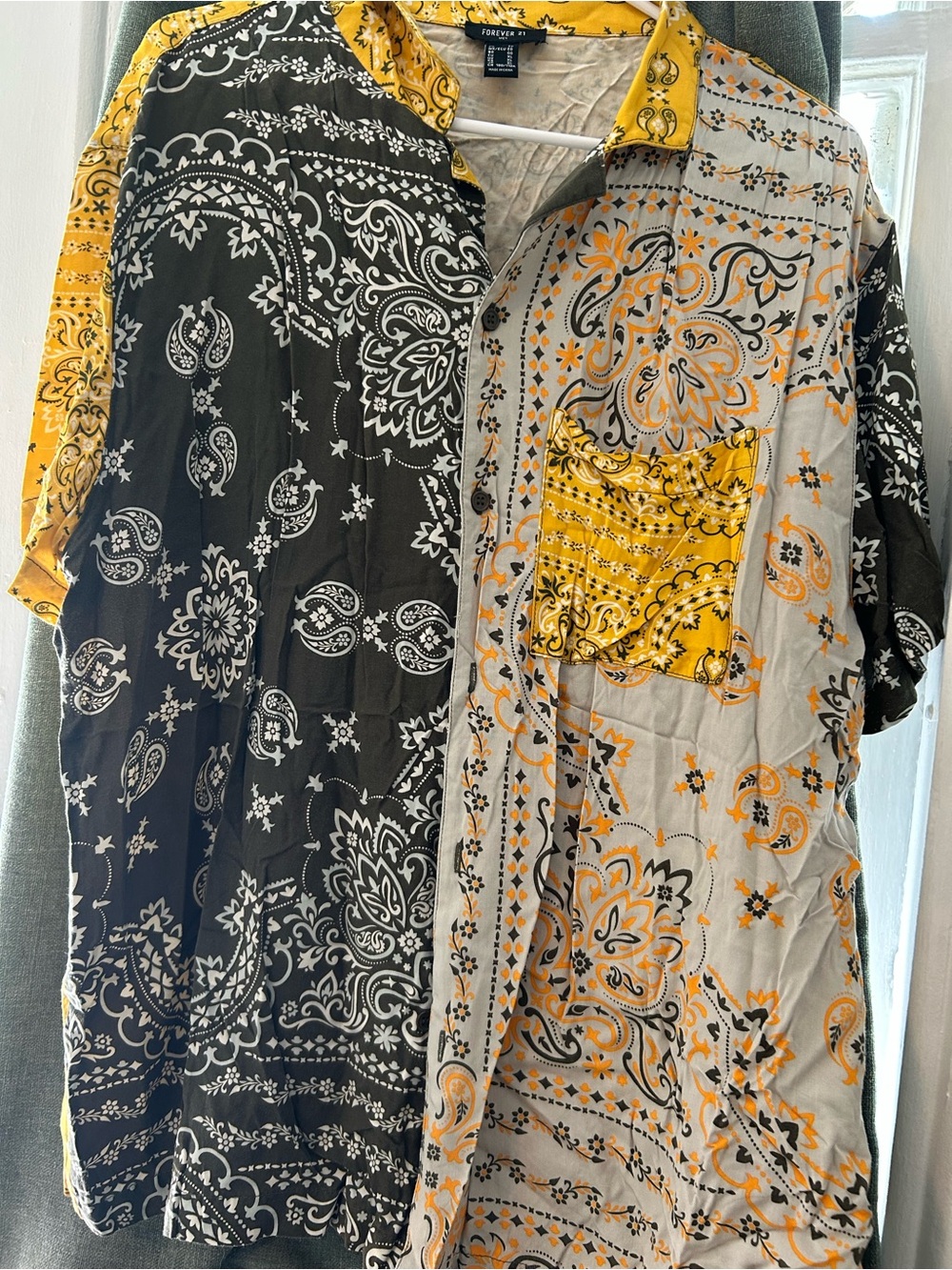 Forever 21 Men’s Patchwork Bandana Button-Down Shirt